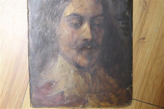 Costello (19th C), oil on millboard, Sketch of Charles I, inscribed in pencil verso, 30.5 x 21.5cm, unframed